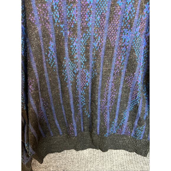 Vintage Sweater Graphix Mens Sweater Size XL Striped Crew Neck Pullover Grandpa - Picture 4 of 9